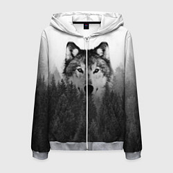 Толстовка 3D на молнии мужская Волк, цвет: 3D-меланж