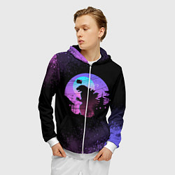 Толстовка 3D на молнии мужская GODZILLA ГОДЗИЛЛА, цвет: 3D-белый — фото 2