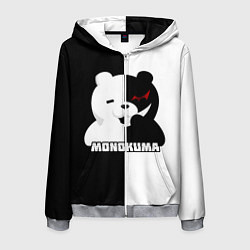 Толстовка 3D на молнии мужская MONOKUMA МОНОКУМА BEAR, цвет: 3D-меланж