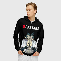 Толстовка 3D на молнии мужская Beastars Выдающиеся звери, цвет: 3D-черный — фото 2
