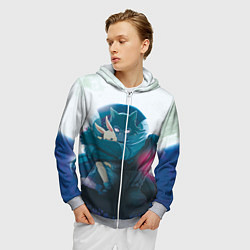 Толстовка 3D на молнии мужская Легоси Хару крупный принт, цвет: 3D-меланж — фото 2