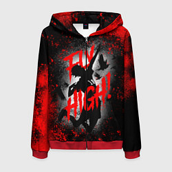 Толстовка 3D на молнии мужская FLY HIGH ВОЛЕЙБОЛ!!, цвет: 3D-красный