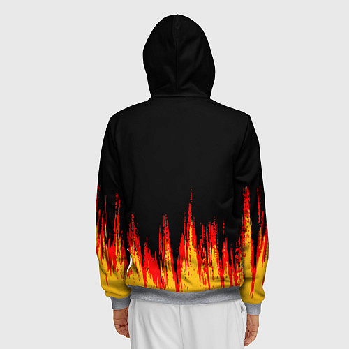 Мужская толстовка на молнии Годзилла / 3D-Меланж – фото 4