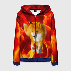 Толстовка 3D на молнии мужская Fire Fox, цвет: 3D-синий