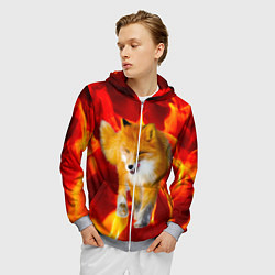 Толстовка 3D на молнии мужская Fire Fox, цвет: 3D-меланж — фото 2