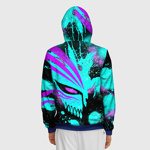 Мужская толстовка на молнии БЛИЧ МАСКА ПУСТОГО НЕОН / 3D-Синий – фото 4