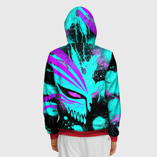 Мужская толстовка на молнии БЛИЧ МАСКА ПУСТОГО НЕОН / 3D-Красный – фото 4