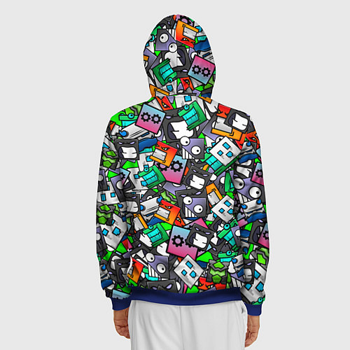 Мужская толстовка на молнии Geometry Dash: Pattern Z / 3D-Синий – фото 4