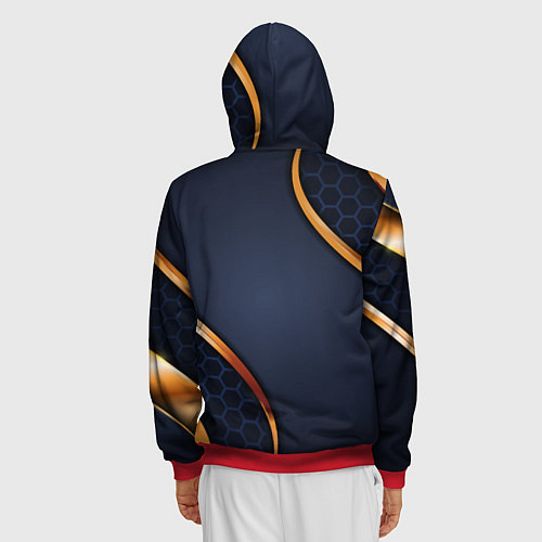 Мужская толстовка на молнии 3D БРОНЯ ВСТАВКИ ЗОЛОТА / 3D-Красный – фото 4