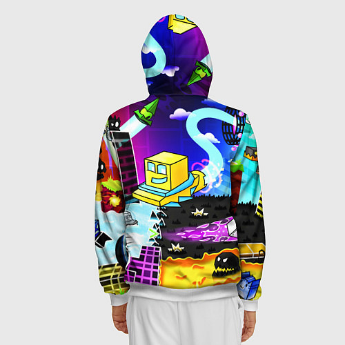 Мужская толстовка на молнии Geometry Dash: Art / 3D-Белый – фото 4