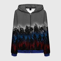 Толстовка 3D на молнии мужская Флаг из леса, цвет: 3D-синий