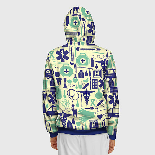 Мужская толстовка на молнии Медицина Паттерн Z / 3D-Синий – фото 4