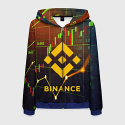 Толстовка 3D на молнии мужская BINANCE БИНАНС БАНАН, цвет: 3D-синий