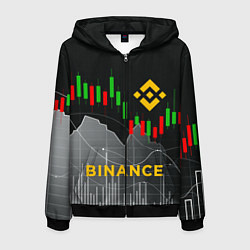 Толстовка 3D на молнии мужская BINANCE БИНАНС ГРАФИК, цвет: 3D-черный