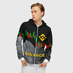 Толстовка 3D на молнии мужская BINANCE БИНАНС ГРАФИК, цвет: 3D-белый — фото 2