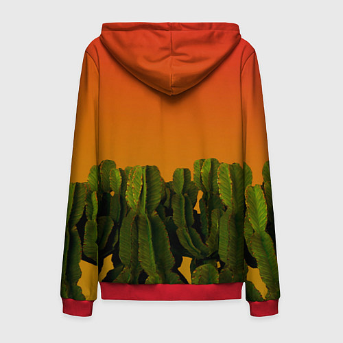 Мужская толстовка на молнии Кактусы на закате / 3D-Красный – фото 2