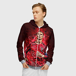 Толстовка 3D на молнии мужская Cristiano Ronaldo Portugal, цвет: 3D-меланж — фото 2
