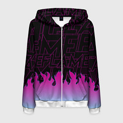 Толстовка 3D на молнии мужская РОЗОВОЕ ПЛАМЯ PINK FLAME, цвет: 3D-белый