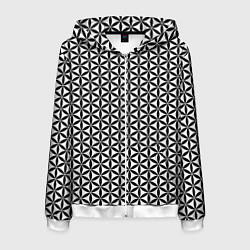 Толстовка 3D на молнии мужская Цветок Жизни, цвет: 3D-белый