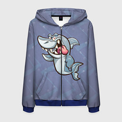 Толстовка 3D на молнии мужская Акула, цвет: 3D-синий