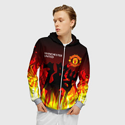 Толстовка 3D на молнии мужская MANCHESTER UNITED ДЬЯВОЛ, цвет: 3D-меланж — фото 2