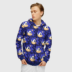 Толстовка 3D на молнии мужская Sonic pattern, цвет: 3D-синий — фото 2