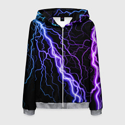 Толстовка 3D на молнии мужская НЕОНОВАЯ МОЛНИЯ ГРОЗА, цвет: 3D-меланж