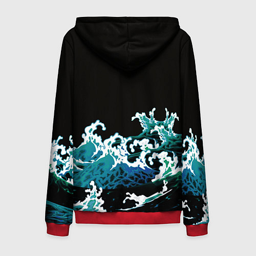 Мужская толстовка на молнии Корабль на Волнах Кракен / 3D-Красный – фото 2