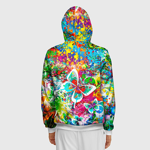 Мужская толстовка на молнии ЯРКИЕ КРАСКИ / 3D-Белый – фото 4