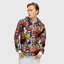 Толстовка 3D на молнии мужская Логотипы Аниме Мультиков, цвет: 3D-белый — фото 2