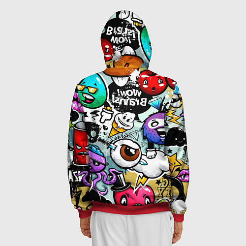 Мужская толстовка на молнии Граффити / 3D-Красный – фото 4