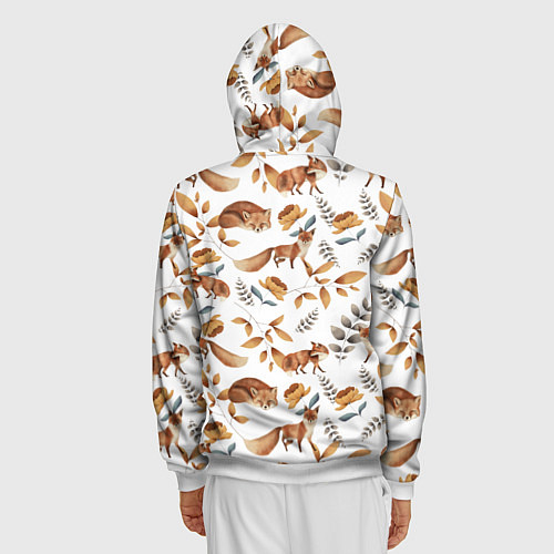 Мужская толстовка на молнии Лиса / 3D-Белый – фото 4