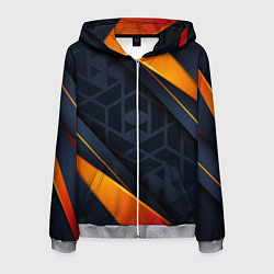 Толстовка 3D на молнии мужская BLACK ORANGE, цвет: 3D-меланж