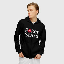 Толстовка 3D на молнии мужская Poker Stars, цвет: 3D-черный — фото 2