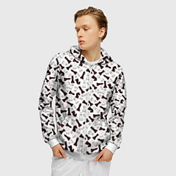Толстовка 3D на молнии мужская Шахматные Фигуры, цвет: 3D-белый — фото 2