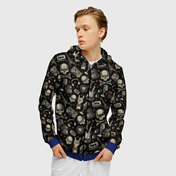 Толстовка 3D на молнии мужская Scull pattern rock, цвет: 3D-синий — фото 2
