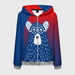 Толстовка 3D на молнии мужская Медведь, цвет: 3D-меланж