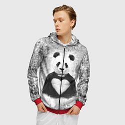 Толстовка 3D на молнии мужская Панда Любовь Сердце Меланж, цвет: 3D-красный — фото 2
