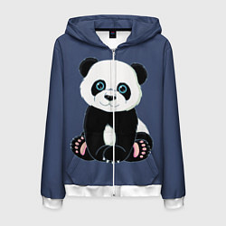 Толстовка 3D на молнии мужская Милая Панда Sweet Panda, цвет: 3D-белый