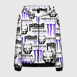 Толстовка 3D на молнии мужская PITBULL SYNDICATE X MONSTER, цвет: 3D-черный