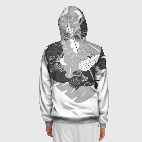 Мужская толстовка на молнии Узор из листьев и цветов / 3D-Меланж – фото 4