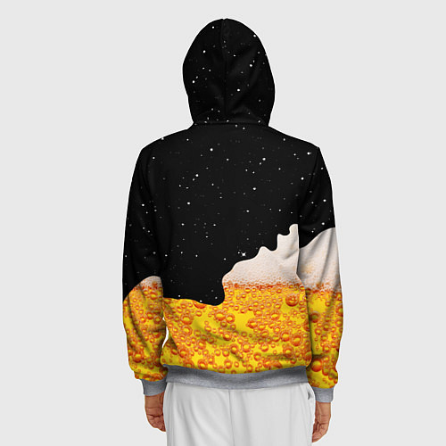 Мужская толстовка на молнии КОСМИЧЕСКОЕ ПИВО КОСМОС / 3D-Меланж – фото 4