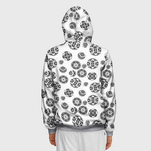 Мужская толстовка на молнии Черно-белый геометрический узор / 3D-Меланж – фото 4