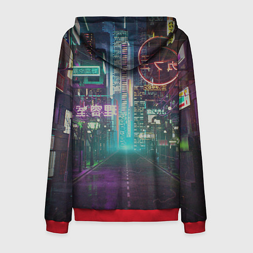 Мужская толстовка на молнии Neon Tokyo / 3D-Красный – фото 2