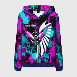 Толстовка 3D на молнии мужская FREE FIRE NEON, цвет: 3D-синий
