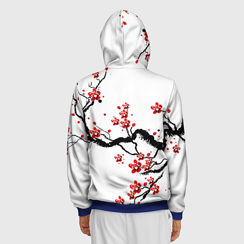 Мужская толстовка на молнии САКУРА ЦВЕТЁТ И БЛАГАУХАЕТ / 3D-Синий – фото 4