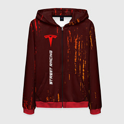 Толстовка 3D на молнии мужская Tesla - Pro Racing Vertical, цвет: 3D-красный