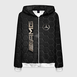 Толстовка 3D на молнии мужская MERCEDES LOGO BRONZE, цвет: 3D-белый