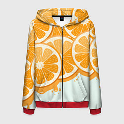 Толстовка 3D на молнии мужская АПЕЛЬСИН ORANGE, цвет: 3D-красный