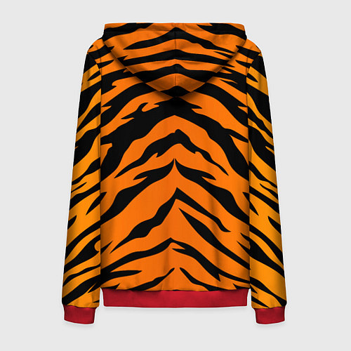 Мужская толстовка на молнии Шкура тигра / 3D-Красный – фото 2